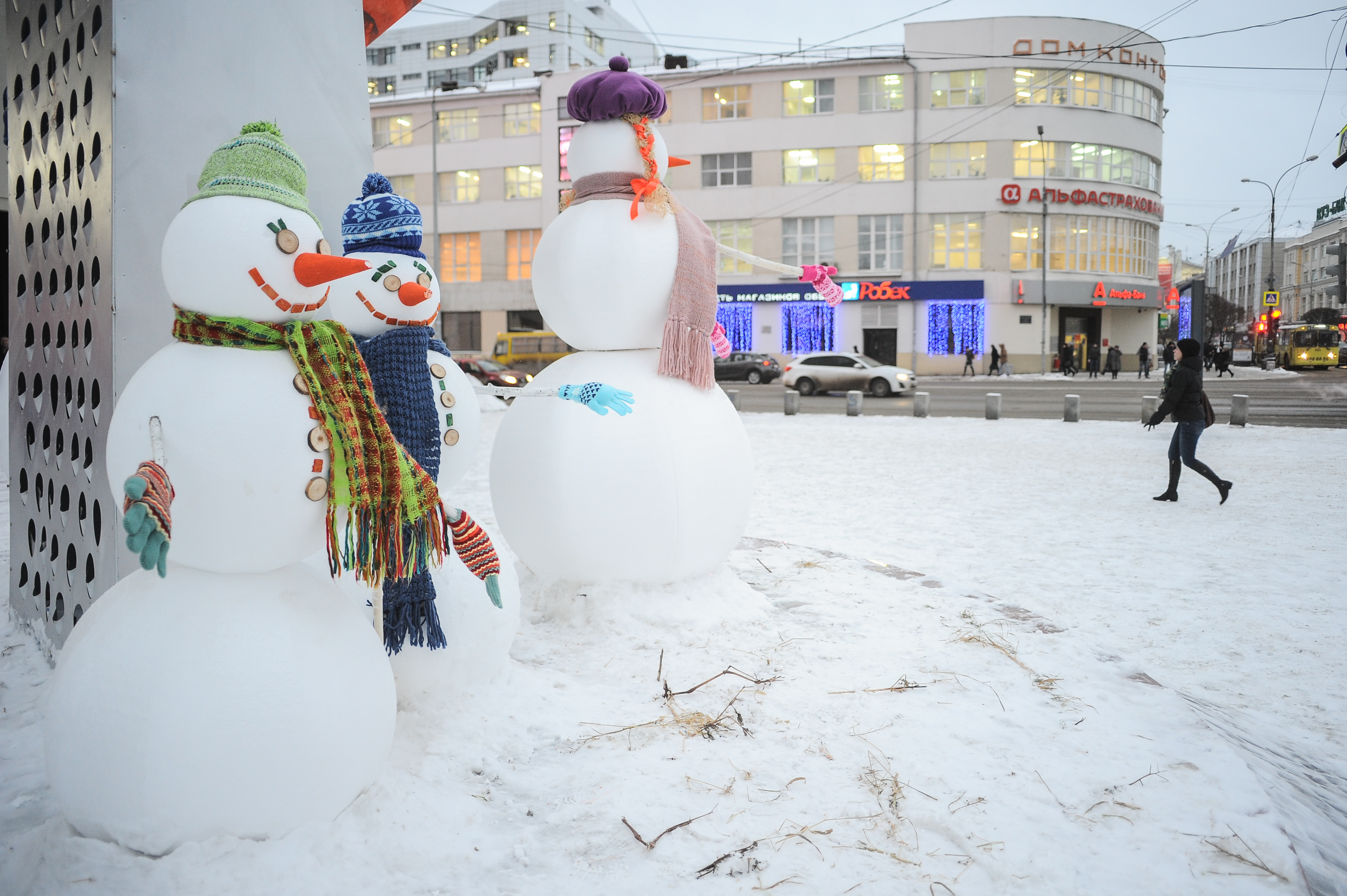 Трехметровые снеговики вышли на зимний митинг в центре Екатеринбурга - Фото 4