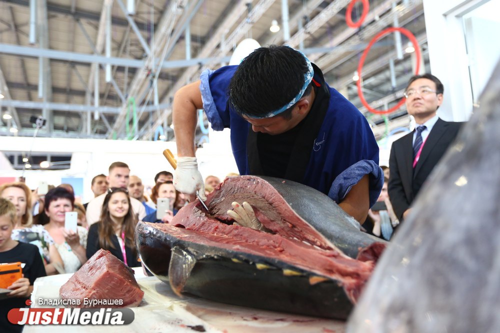 «Это лучшая часть промышленной выставки». Посетители ИННОПРОМа съели тунца весом 73 кг, искуственно выращенного в Японии. ФОТО - Фото 5