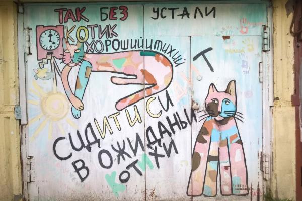 Екатеринбург – город кошачьего стрит-арта. Подборка граффити с изображением усатых в честь Дня кошек - Фото 2
