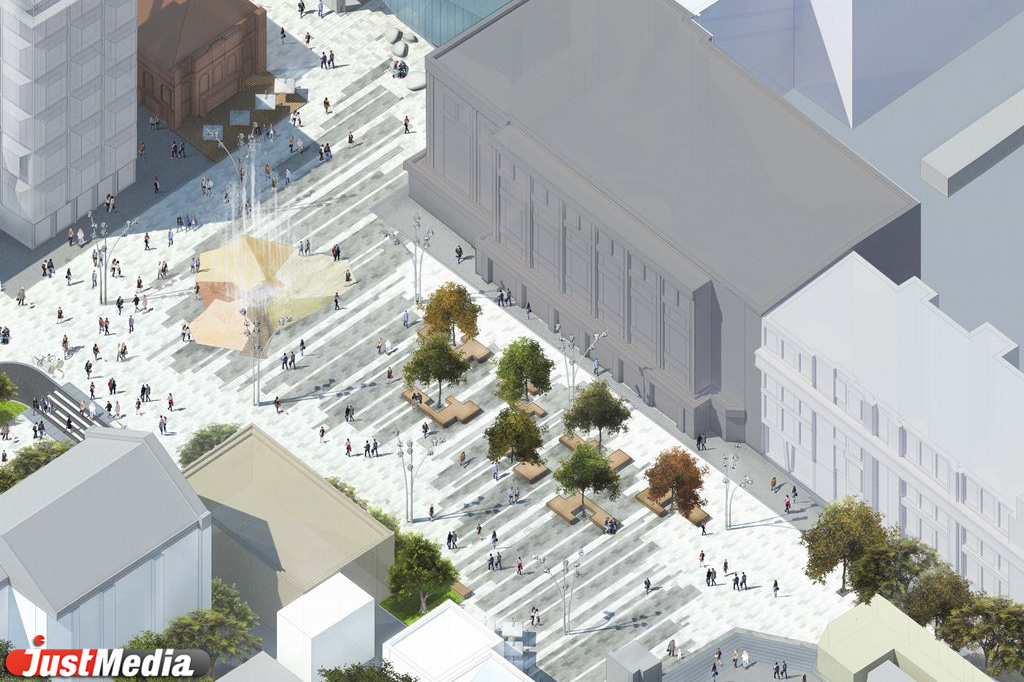 «Заленин», фонтан с супергероями города и дублер Вайнера. Екатеринбуржцам рассказали, что появится в центре на месте парковок  - Фото 7