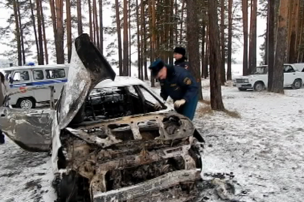 В лесу вблизи Ревды нашли сгоревший автомобиль с трупом внутри - Фото 1