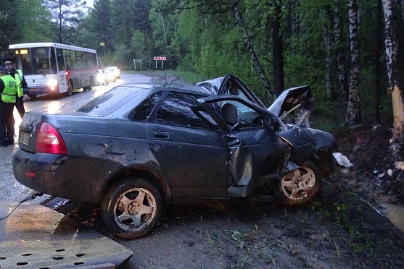Под Шабрами Лада Приора влетела в березу. ФОТО - Фото 1
