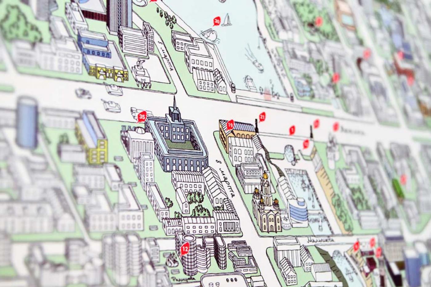 Уральские дизайнеры разработали авторскую карту екатеринбургских топонимов - Фото 1