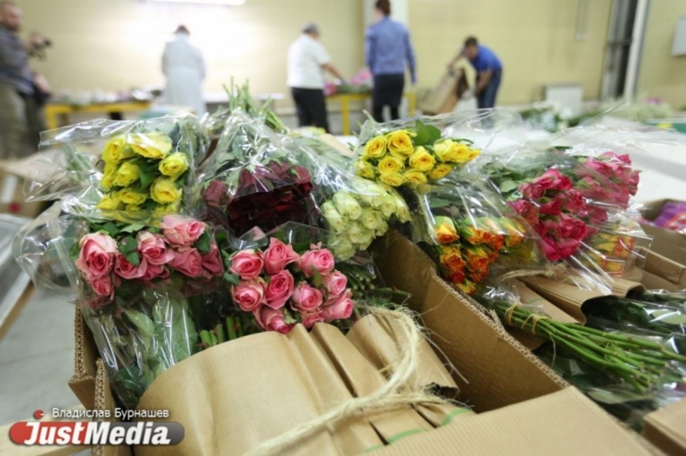 Аэропорт «Кольцово» завалило цветами к 8 марта. ФОТОРЕПОРТАЖ - Фото 1