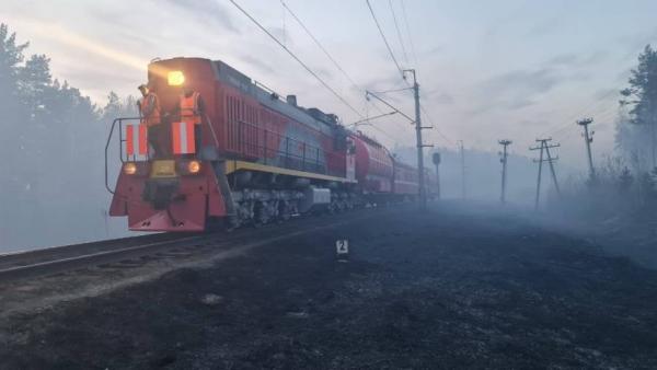Пожарные поезда СвЖД потушили несколько природных пожаров в Свердловской области - Фото 1