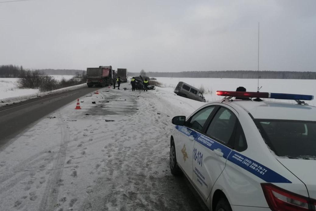На Тюменском тракте, врезавшись в КАМАЗ с баранами и Газель, погиб водитель легковушки - Фото 1