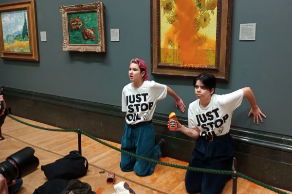 Экоактивисты облили томатным супом «Подсолнухи» Ван Гога в Национальной галерее Лондона - Фото 1