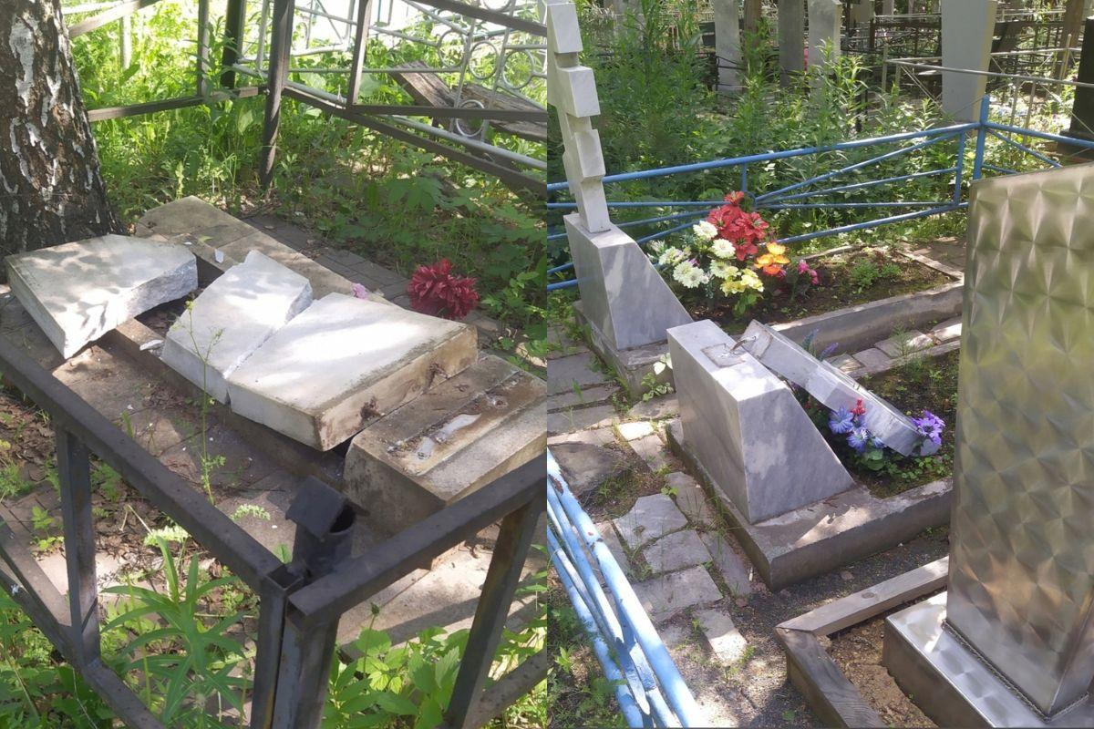 Под Екатеринбургом вандалы разгромили памятники на кладбище - Фото 1