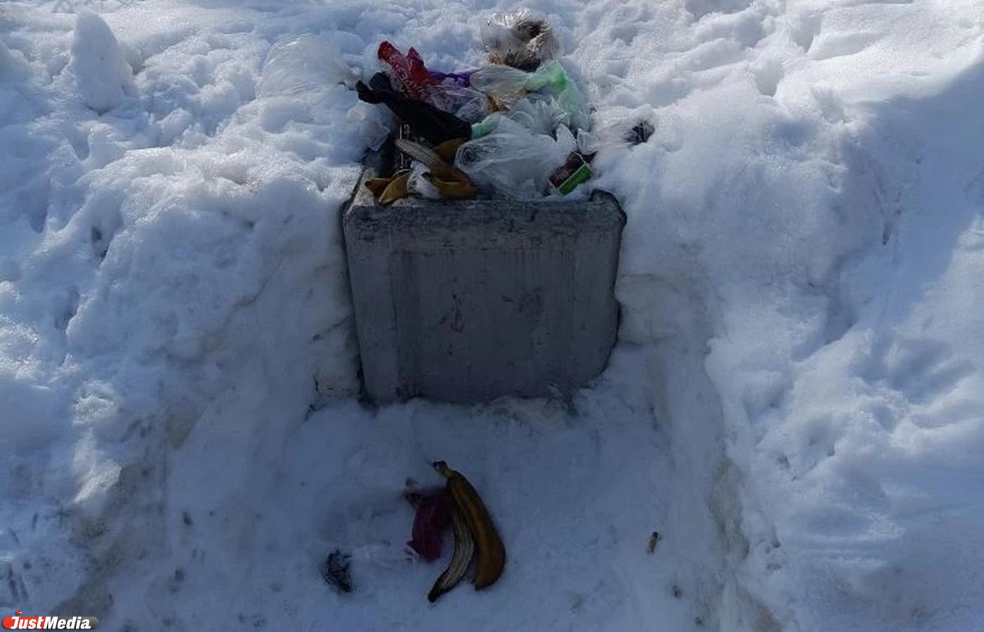 Урны переполнены, скамейки – в снегу: екатеринбуржцы пожаловались на отсутствие уборки в парке Архипова - Фото 1