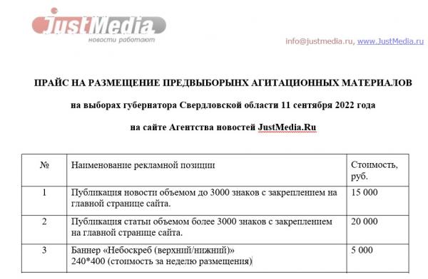 Прайс-лист агентства JustMedia.ru - Фото 2