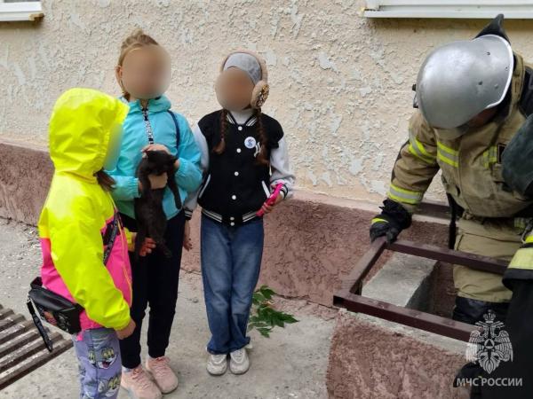 В Северной Осетии МЧС спасло котенка, который застрял в окне подвала - Фото 3
