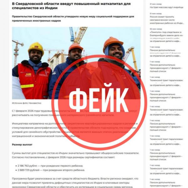 Свердловские силовики разоблачили фейк о повышенном маткапитале для трудовых мигрантов из Индии - Фото 2
